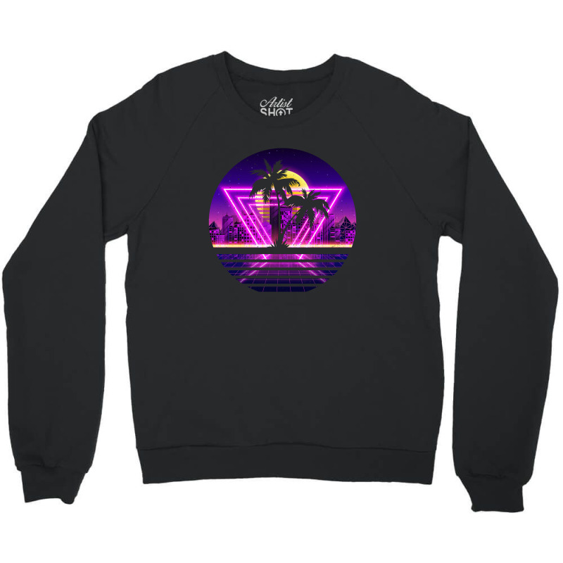 Vaporwave Palm Crewneck Sweatshirt by autlu2024 | Artistshot