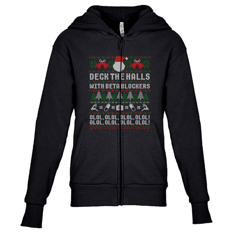 Deck The Halls Beta Blockers Nurse Christmas Ugly Sweater Youth Zipper Hoodie by YenNgoc | Artistshot