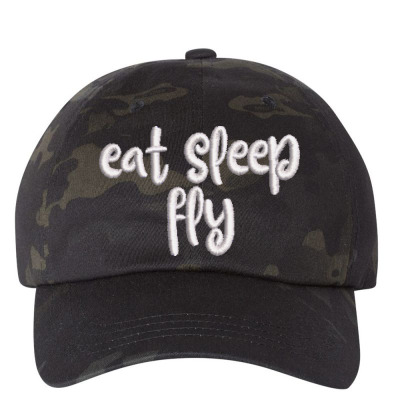 Eat Sleep Fly Embroidered Hat Embroidered Dad Cap Designed By Madhatter