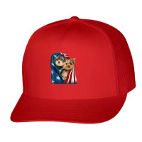 Yorkshire Terrier Us Flag July 4th Patriotic Yorkie Puppies T Shirt Trucker Cap | Artistshot