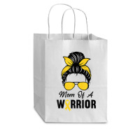 Childhood Cancer  Awareness Mom Of A Warrior Messy Bun Cub Paper Bag - 8 X 4 1/2 X 10 1/4 | Artistshot