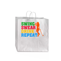 Funny Women Golfer Golf Lover Swing Swear Drink Repeat Jumbo Paper Bag - 18 X 7 X 18 3/4 | Artistshot