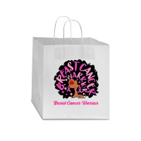 Breast Cancer Warrior Queen Black Woman Pink Ribbon October Star Paper Bag - 13 X 7 X 13 | Artistshot