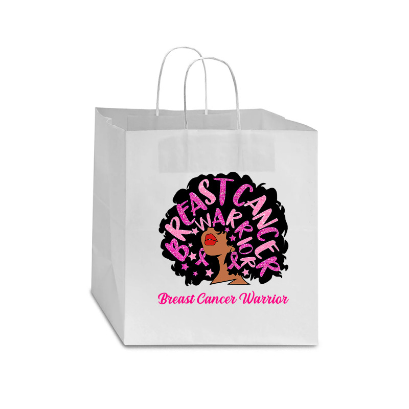 Breast Cancer Warrior Queen Black Woman Pink Ribbon October Star Paper Bag - 13 X 7 X 13 | Artistshot