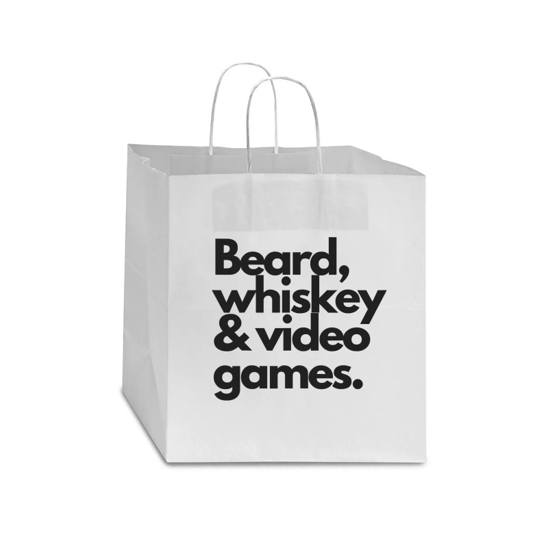 Beard, Whiskey   Video Games  Manly Whiskey Drinker Star Paper Bag - 13 X 7 X 13 | Artistshot