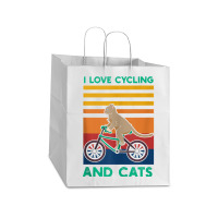 I Love Cycling And Cats Riding Bicycle Cyclist Kitty Lover Tank Top Take Out Paper Bag - 14 X 10 X 15 1/2 | Artistshot