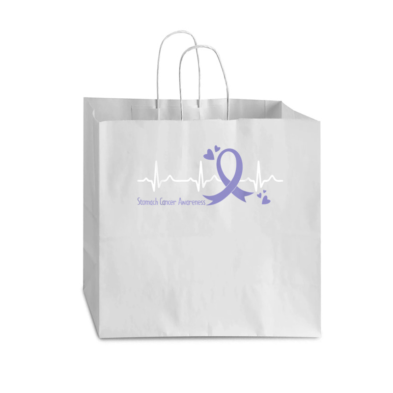 Heartbeat Periwinkle Blue Ribbon Stomach Cancer Awareness T Shirt Vogue Paper Bag - 16 X 6 X 12 | Artistshot