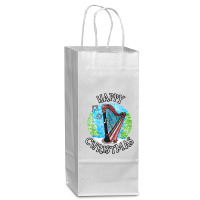 Christmas Harp, Harpist String Musician, Xmas 2022 T Shirt Wine Paper Bag - 5 1/2 X 3 1/4 X 13 | Artistshot