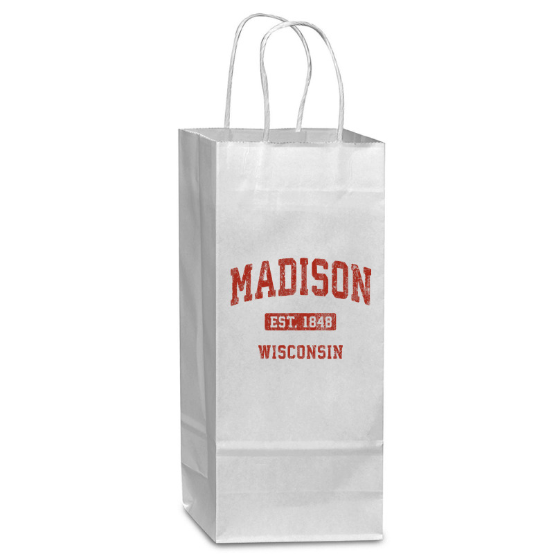 Madison Wisconsin Wi Vintage Athletic Sports Design , Best Gift, Costu Wine Paper Bag - 5 1/2 X 3 1/4 X 13 | Artistshot