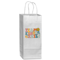 Team Kindergarten Groovy Wavy Back To School Teacher Student T Shirt Wine Paper Bag - 5 1/2 X 3 1/4 X 13 | Artistshot