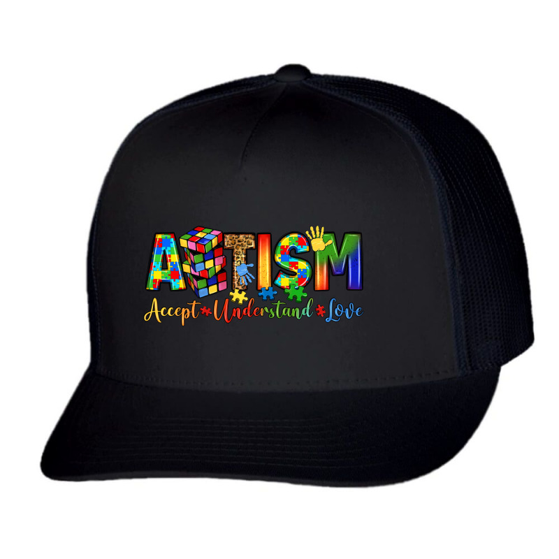 Autism Accept Understand Love Trucker Cap by LillyAllenDesigns | Artistshot