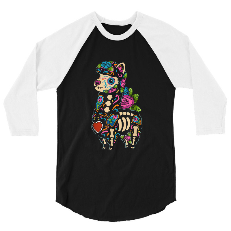 Llama Sugar Skull Mexico Alpaca Calavera Dia De Los Muertos T Shirt 3/4 Sleeve Shirt by Yuh2105 | Artistshot