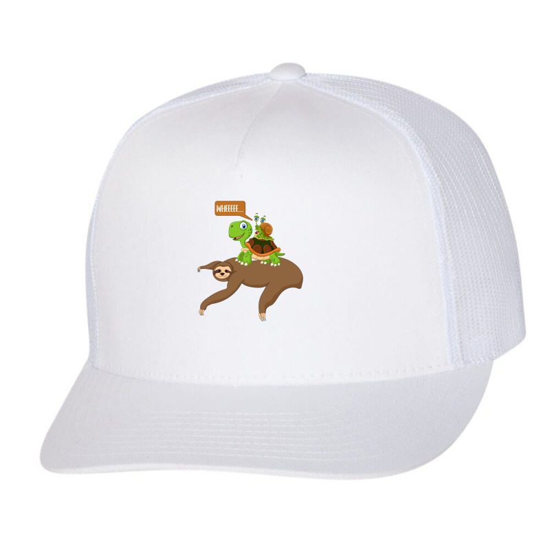 Snail Riding Sloth And Turtle Funny Running Tee Trucker Cap by LisaSnyder | Artistshot