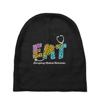 Emt For Emergency Medical Technician Leopard Funny Nurse Day Baby Beanies | Artistshot