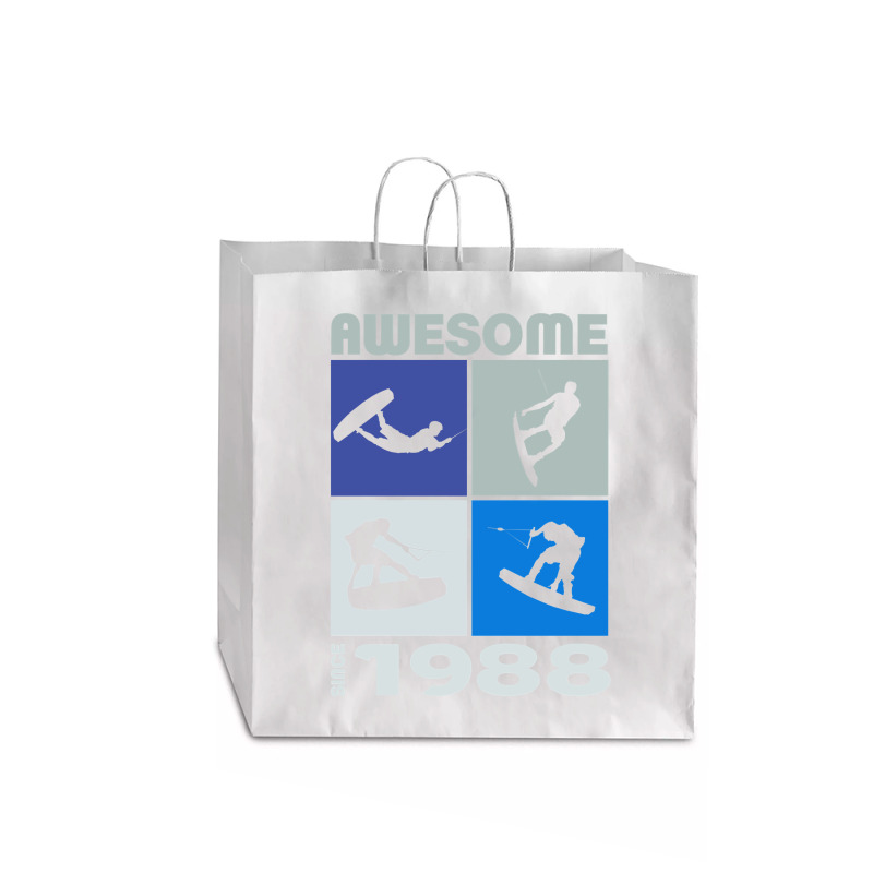 Awesome Since 1988. Wakeboard Lifestyle Long Sleeve T Shirt Jumbo Paper Bag - 18 X 7 X 18 3/4 | Artistshot