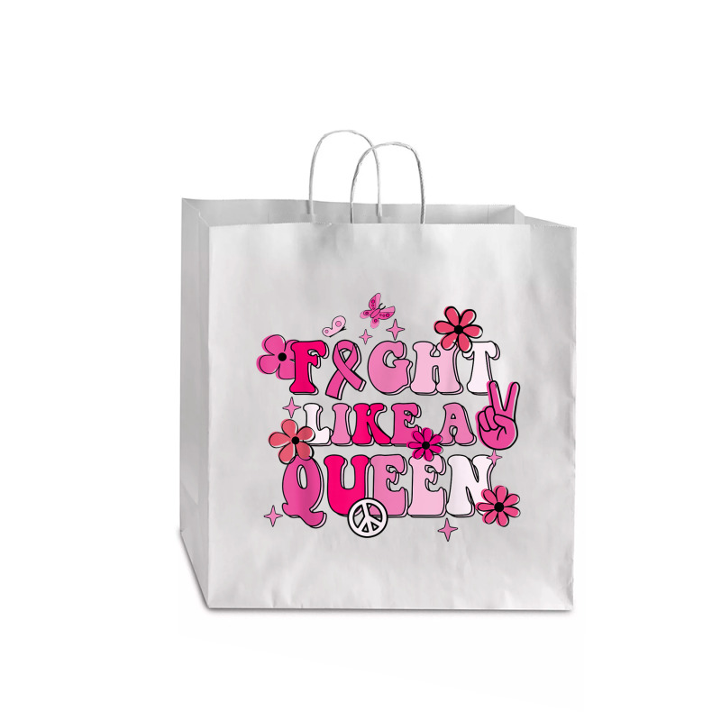 Fight Like A Queen Breast Cancer Warriors Flower Retro Jumbo Paper Bag - 18 X 7 X 18 3/4 | Artistshot