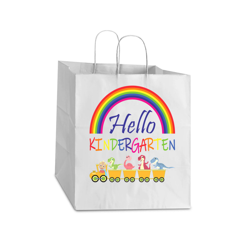 Train Dinosaur Team First Day Of Kindergarten Back To School T Shirt Take Out Paper Bag - 14 X 10 X 15 1/2 | Artistshot