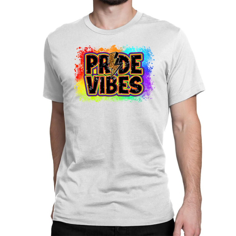 Pride Vibes Lightning Bolt Lgbt Classic T-shirt by LillyAllenDesigns | Artistshot