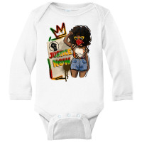 Juneteenth Justice Now Long Sleeve Baby Bodysuit | Artistshot