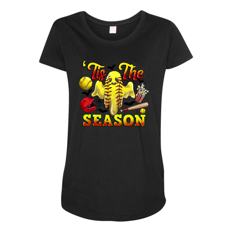 Tis The Season Softball Halloween Maternity Scoop Neck T-shirt by CowGirlArtShop | Artistshot