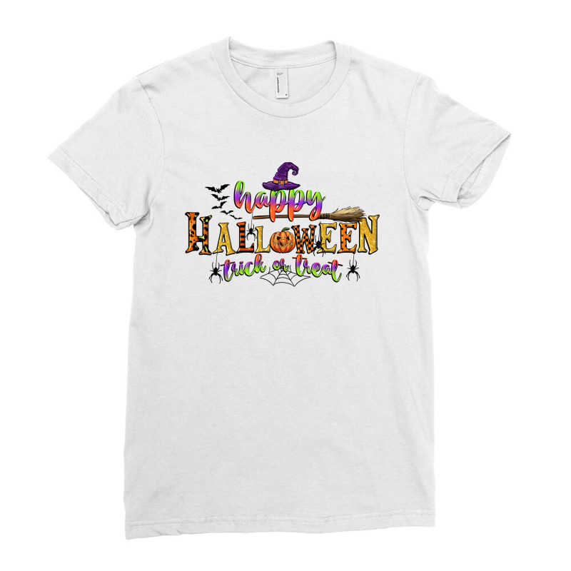 Happy Halloween Trick Or Treat Ladies Fitted T-Shirt by CowGirlArtShop | Artistshot