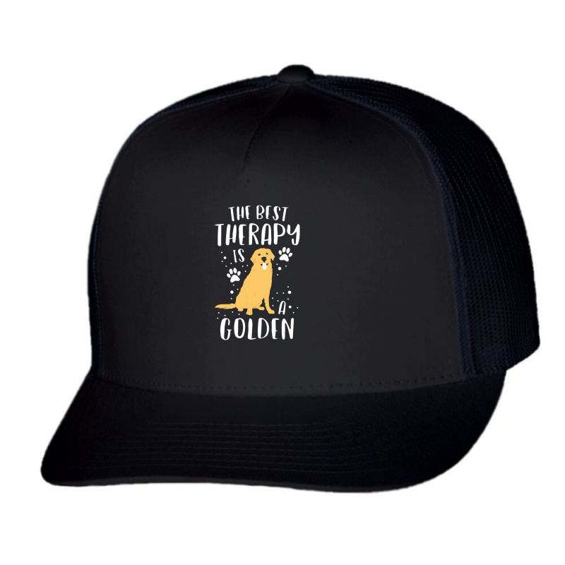 The Best Therapy Is A Golden Retriever Dog Puppy Trucker Cap by johnoconnorart | Artistshot