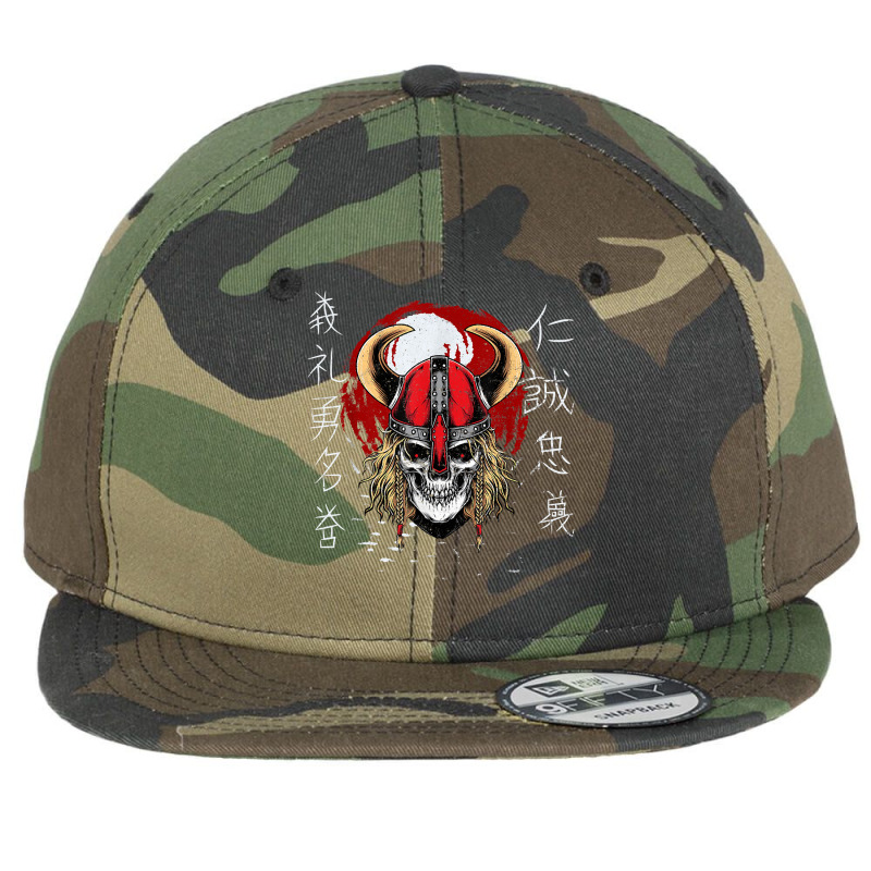 Nordic Mythology Skeleton Head With Viking Helmet T Shirt Flat Bill Snapback Cap | Artistshot