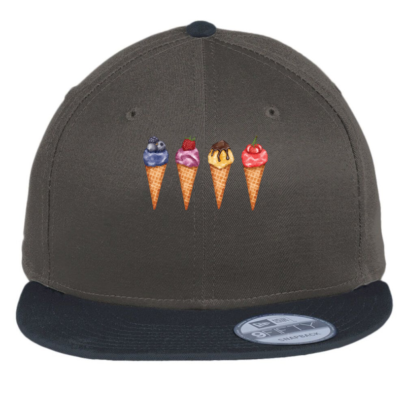 Assorted Ice Cream Cones T  Shirt Assorted Ice Cream Cones Set   Blueb Flat Bill Snapback Cap by pintailracehorse | Artistshot