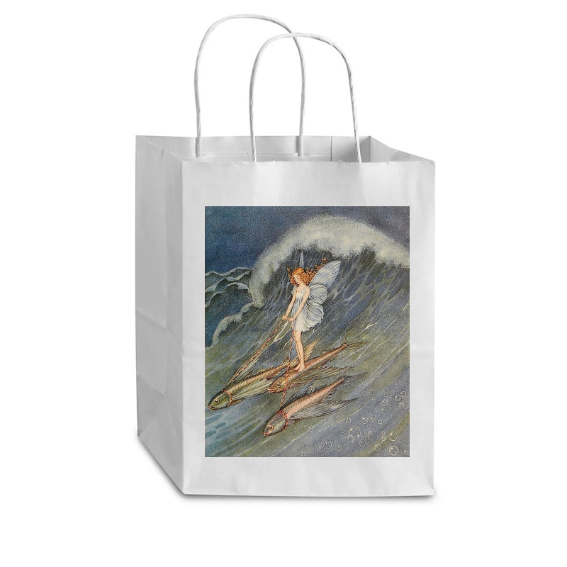 Flower Fairy On A Wave Cub Paper Bag - 8 X 4 1/2 X 10 1/4 | Artistshot