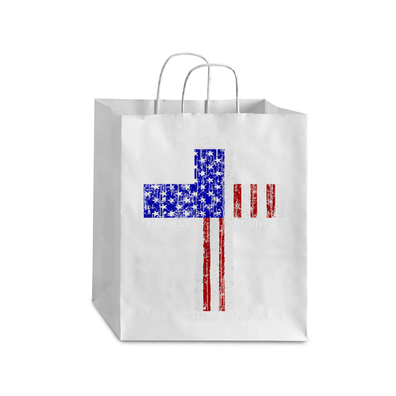 Christian Faith God Family Country Trump 2020 American Flag Funny Gift Debie Paper Bag - 10 X 5 X 13 | Artistshot