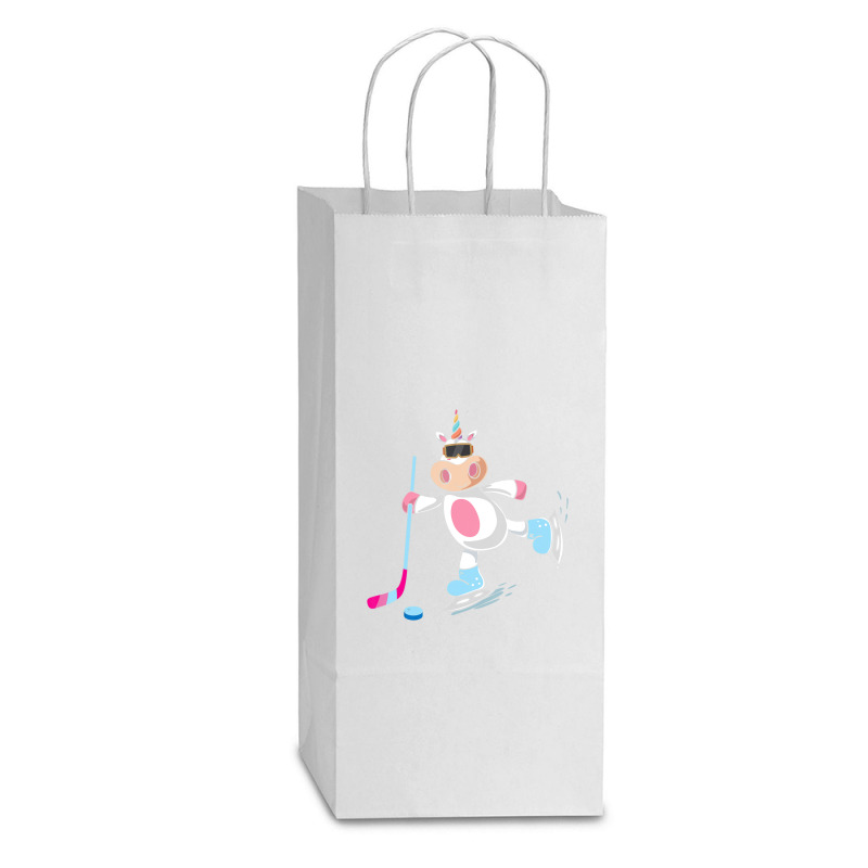 Unicorn Ice Hockey Player Kid Magical Animal Lover Double Wine Paper Bag - 6 1/2 X 3 1/2 X 12 3/8 | Artistshot