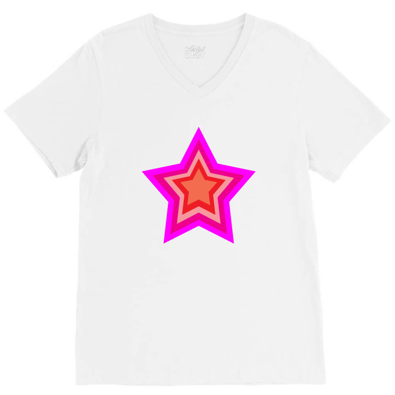 Lightning Star Red Star Orange Star Yellow Star Peach Star Teal Star V-Neck Tee by Terasshot | Artistshot