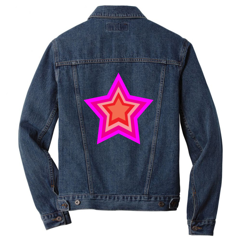 Lightning Star Red Star Orange Star Yellow Star Peach Star Teal Star Men Denim Jacket by Terasshot | Artistshot