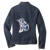 Cute Little Terrier Dog Stand Ladies Denim Jacket | Artistshot