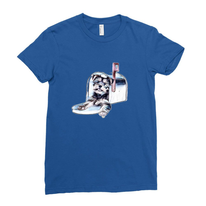 Cute Puppy Delivered To A Mai Ladies Fitted T-Shirt by Kemnabi | Artistshot