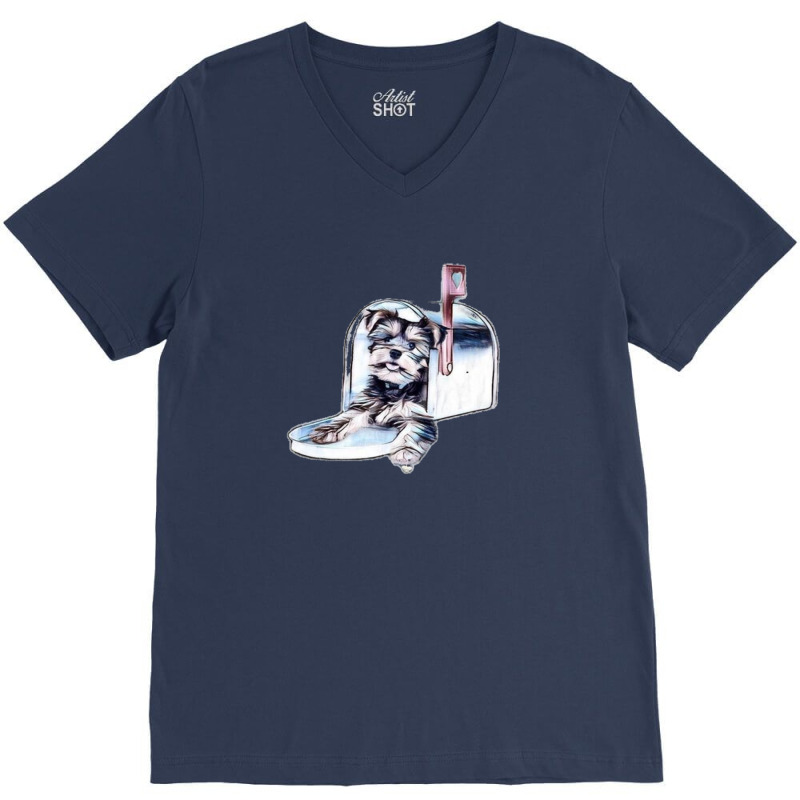 Cute Puppy Delivered To A Mai V-Neck Tee by Kemnabi | Artistshot