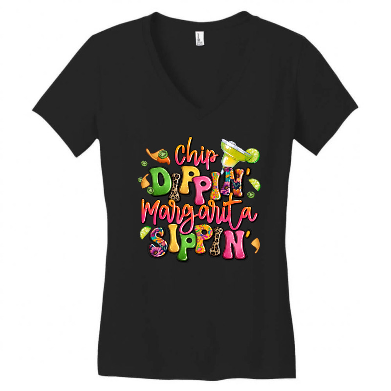 Chip Dippin' Margarita Sippin' Women's V-Neck T-Shirt by LillyAllenDesigns | Artistshot