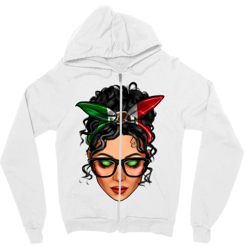 Mexican Latina Girl Messy Bun Zipper Hoodie by LillyAllenDesigns | Artistshot