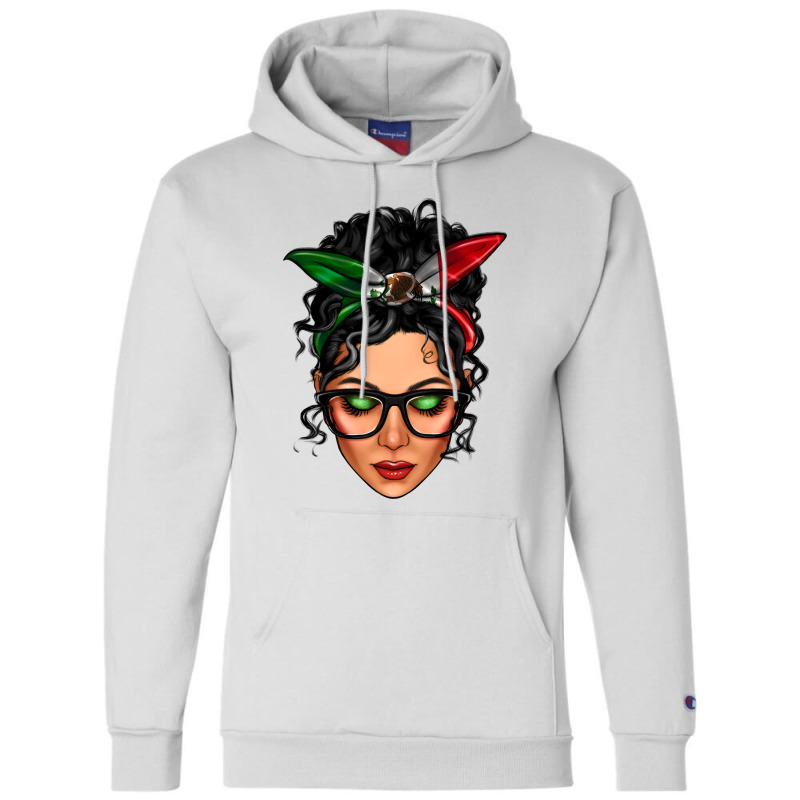 Mexican Latina Girl Messy Bun Champion Hoodie by LillyAllenDesigns | Artistshot