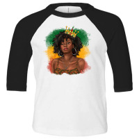 Black Queen With Juneteenth Flag Toddler 3/4 Sleeve Tee | Artistshot