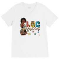 Afro Woman Loc Queen V-neck Tee | Artistshot