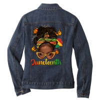 Afro Messy Bun Juneteenth Ladies Denim Jacket | Artistshot