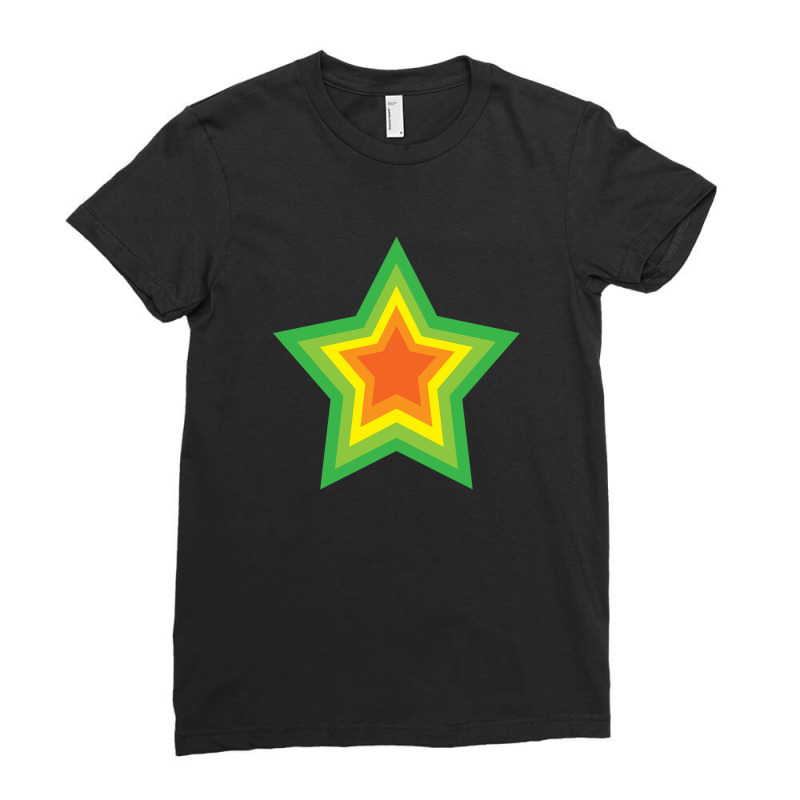 Lightning Star Red Star Orange Star Yellow Star Peach Star Teal Star Ladies Fitted T-Shirt by Terasshot | Artistshot