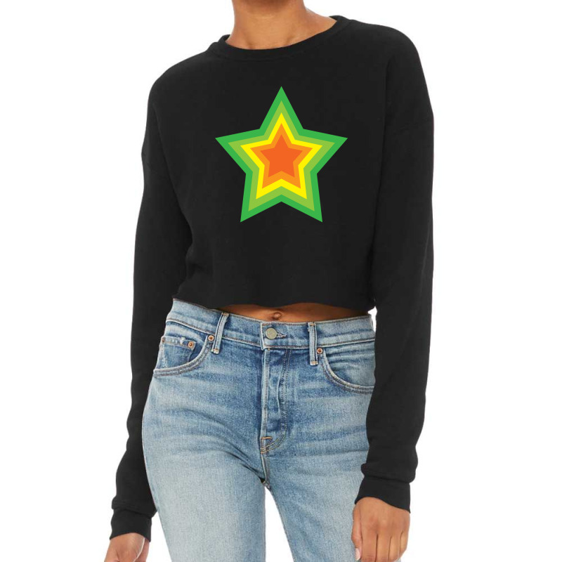 Lightning Star Red Star Orange Star Yellow Star Peach Star Teal Star Cropped Sweater by Terasshot | Artistshot