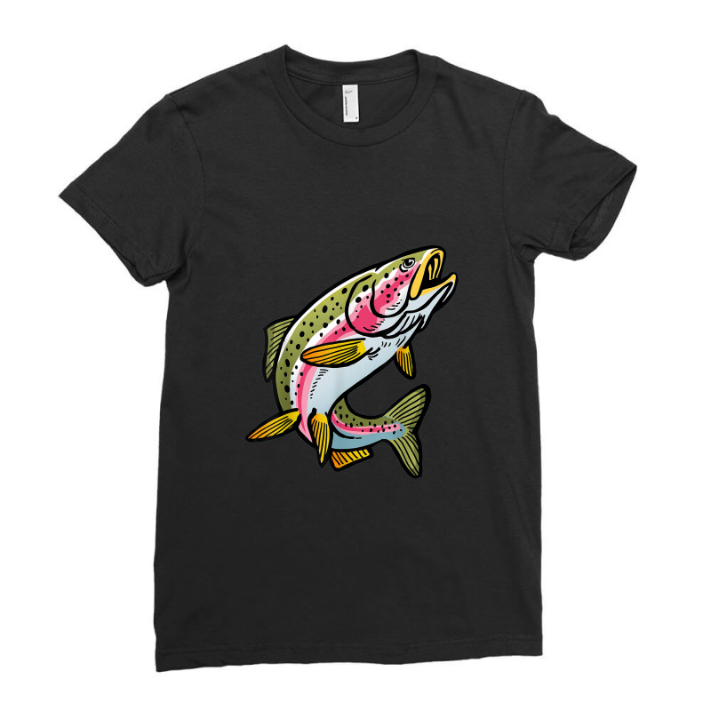 Rainbow Trout Fishing Trout Fisherman Angling Fan Ladies Fitted T-Shirt by Tiktify | Artistshot