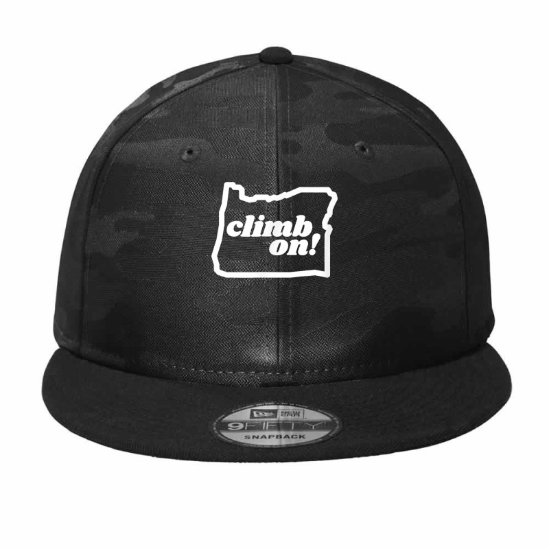 Oregon Climb On! Rock Climbing Bouldering T Shirt Camo Snapback | Artistshot