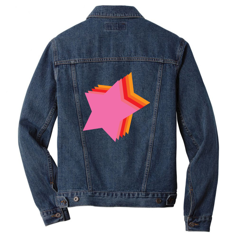 Lightning Star Red Star Orange Star Yellow Star Peach Star Teal Star Men Denim Jacket by Terasshot | Artistshot