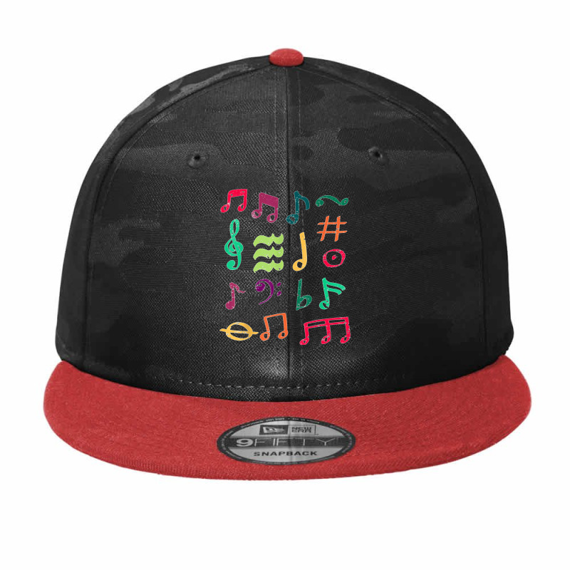 Funny Colorful Musical Notes Symbol Music Lovers Men Women T Shirt Camo Snapback by NatalieRoseHeinz | Artistshot