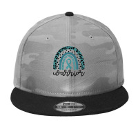 Womens Warrior Cute Teal Rainbow Graphic Ovarian Cancer Awareness T Sh Camo Snapback | Artistshot