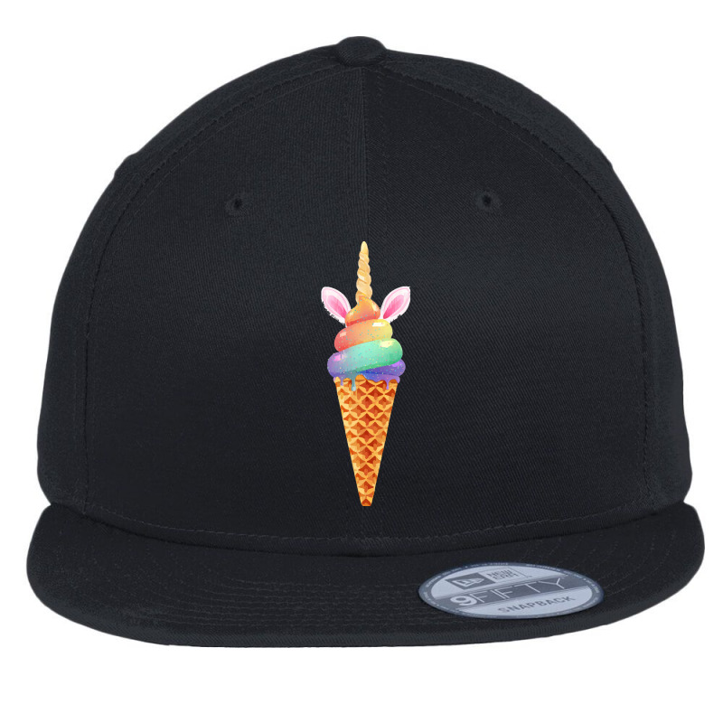 Rainbow Unicorn Ice Cream Cone T  Shirt Rainbow Unicorn Ice Cream Cone Flat Bill Snapback Cap by thymeartiste | Artistshot